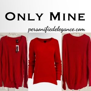 NEW Only Mine Cherry Red Knit Hi-Lo Sweater Size XL